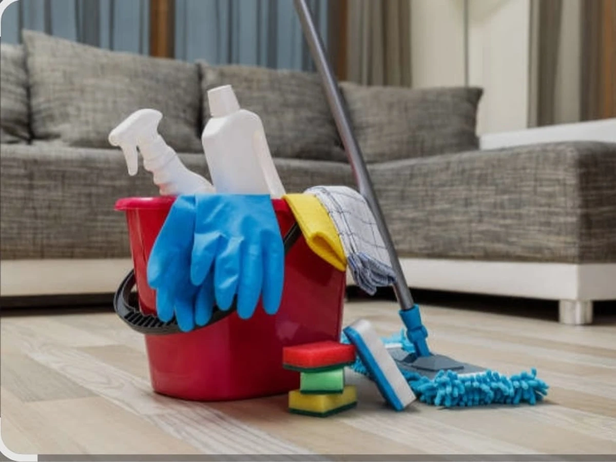 Professional cleaning bucket, mop and supplies for a move-out deep clean in Fraser Valley